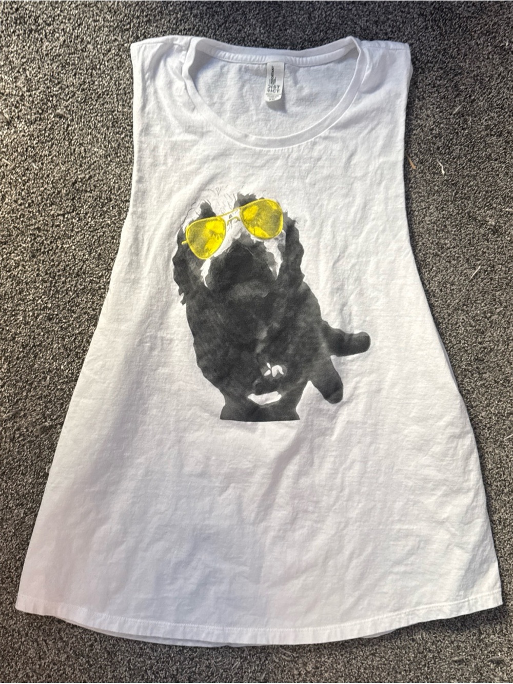 Women’s XXL Sleeveless Tee Tank Top Dog Sunglasses Print Local Ortho Promo